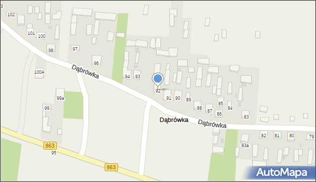 Dąbrówka, Dąbrówka, 92, mapa Dąbrówka