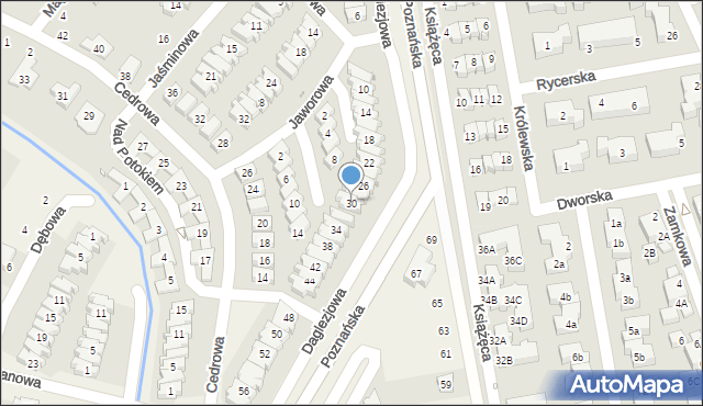 Dąbrówka, Daglezjowa, 30, mapa Dąbrówka