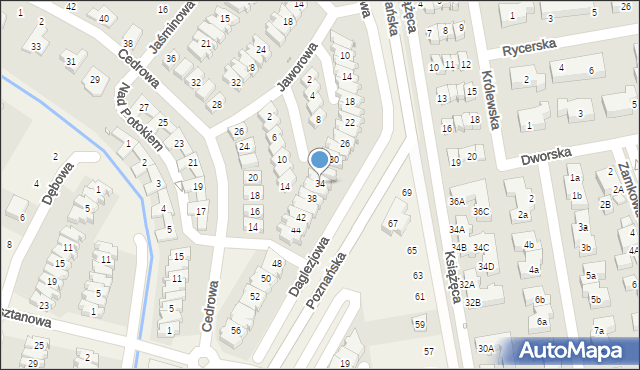 Dąbrówka, Daglezjowa, 34, mapa Dąbrówka