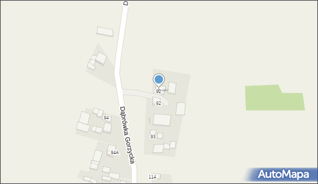 Dąbrówka Gorzycka, Dąbrówka Gorzycka, 92, mapa Dąbrówka Gorzycka