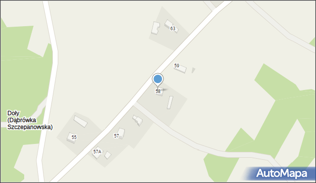 Dąbrówka Szczepanowska, Dąbrówka Szczepanowska, 58, mapa Dąbrówka Szczepanowska