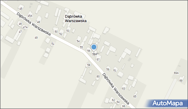 Dąbrówka Warszawska, Dąbrówka Warszawska, 58A, mapa Dąbrówka Warszawska