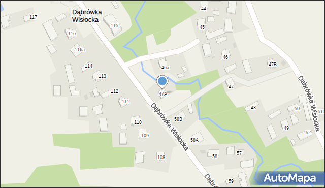 Dąbrówka Wisłocka, Dąbrówka Wisłocka, 47A, mapa Dąbrówka Wisłocka