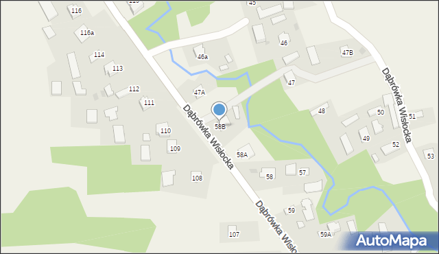 Dąbrówka Wisłocka, Dąbrówka Wisłocka, 58B, mapa Dąbrówka Wisłocka