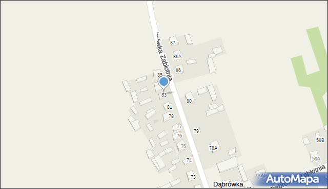 Dąbrówka Zabłotnia, Dąbrówka Zabłotnia, 83, mapa Dąbrówka Zabłotnia