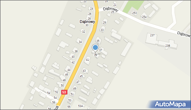 Dąbrowy, Dąbrowy, 39, mapa Dąbrowy