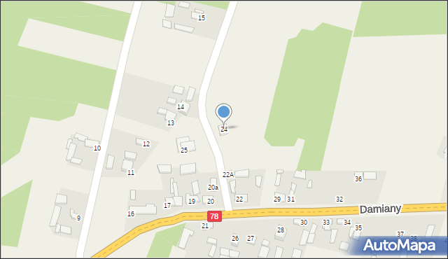 Damiany, Damiany, 24, mapa Damiany