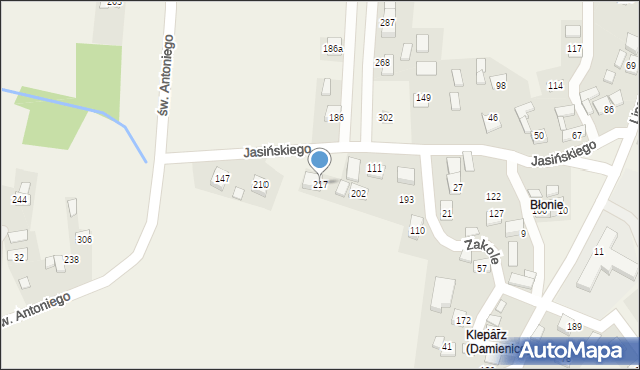 Damienice, Damienice, 217, mapa Damienice