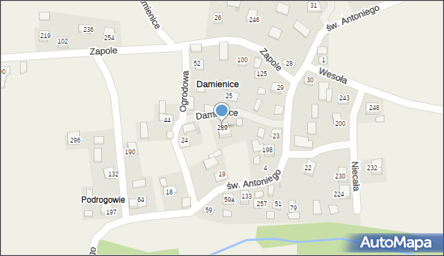 Damienice, Damienice, 289, mapa Damienice