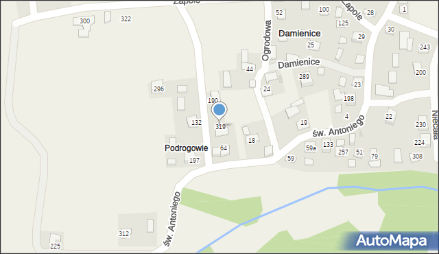 Damienice, Damienice, 319, mapa Damienice