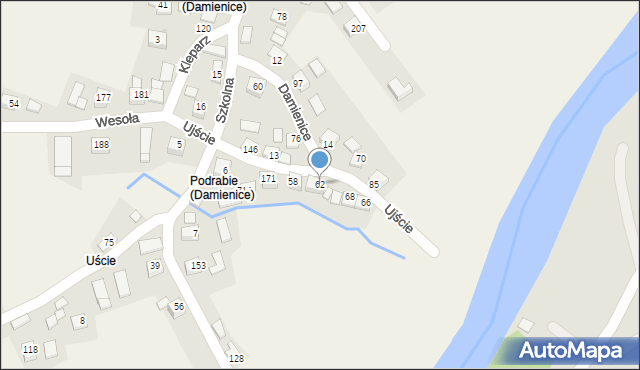 Damienice, Damienice, 62, mapa Damienice