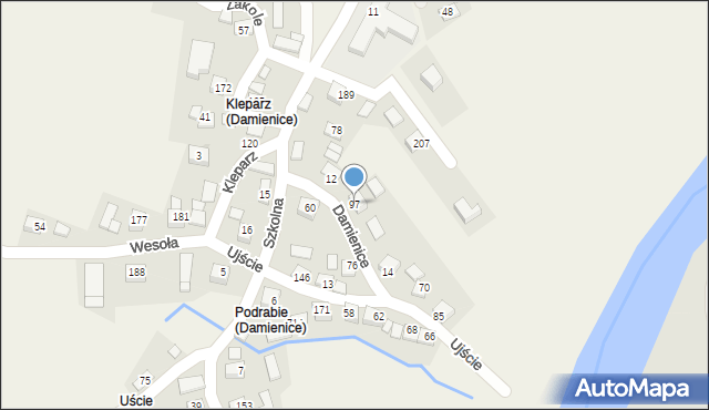 Damienice, Damienice, 97, mapa Damienice