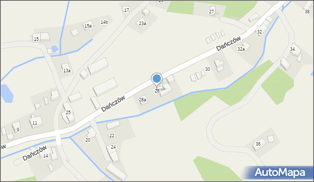 Dańczów, Dańczów, 28, mapa Dańczów