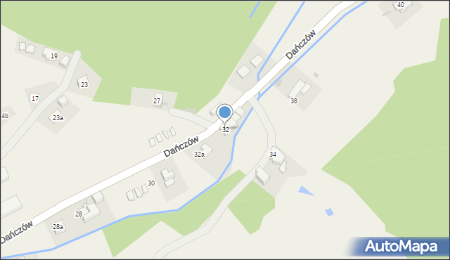 Dańczów, Dańczów, 32, mapa Dańczów