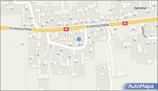 Daniszyn, Daniszyn, 52, mapa Daniszyn