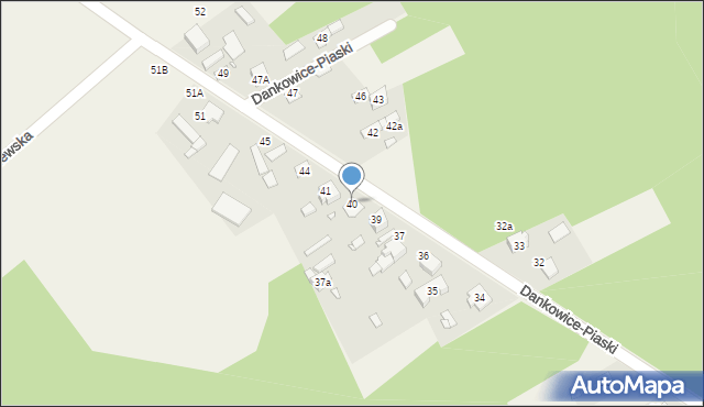 Dankowice-Piaski, Dankowice-Piaski, 40, mapa Dankowice-Piaski