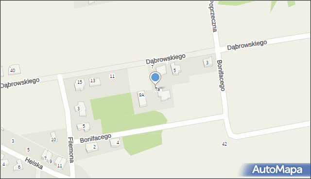 Długa Szlachecka, Dąbrowskiego Henryka, gen., 7a, mapa Długa Szlachecka