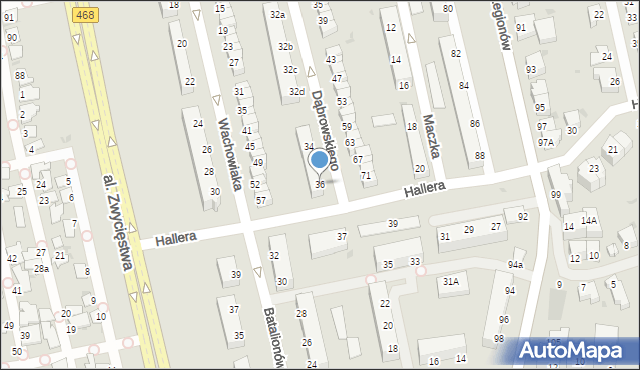 Gdynia, Dąbrowskiego Jarosława, gen., 36, mapa Gdyni