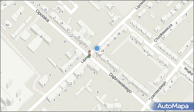 Gliwice, Dąbrowskiego Jarosława, gen., 1, mapa Gliwic