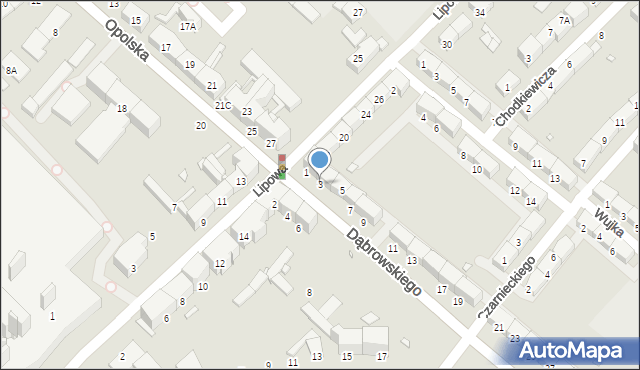 Gliwice, Dąbrowskiego Jarosława, gen., 3, mapa Gliwic