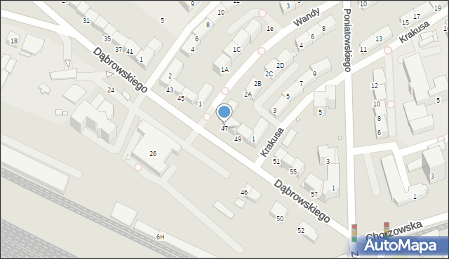 Gliwice, Dąbrowskiego Jarosława, gen., 47, mapa Gliwic