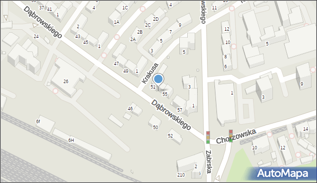 Gliwice, Dąbrowskiego Jarosława, gen., 53, mapa Gliwic