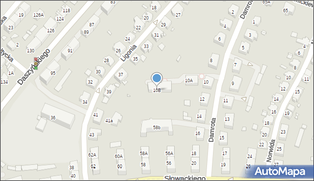 Gliwice, Damrota Konstantego, 10B, mapa Gliwic