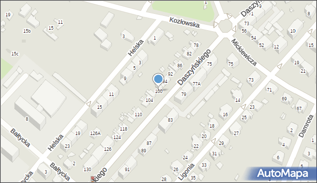 Gliwice, Daszyńskiego Ignacego, 100, mapa Gliwic