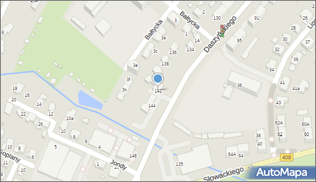 Gliwice, Daszyńskiego Ignacego, 142, mapa Gliwic