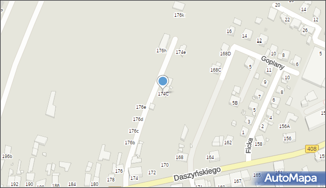 Gliwice, Daszyńskiego Ignacego, 174C, mapa Gliwic