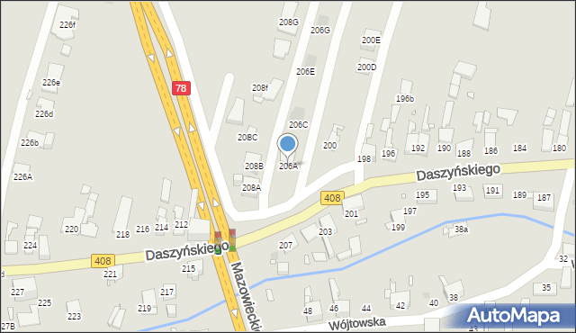 Gliwice, Daszyńskiego Ignacego, 206A, mapa Gliwic