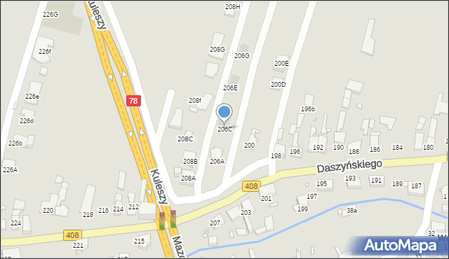 Gliwice, Daszyńskiego Ignacego, 206C, mapa Gliwic