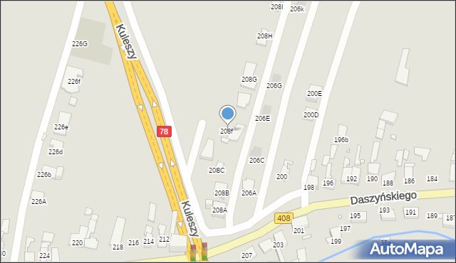 Gliwice, Daszyńskiego Ignacego, 208f, mapa Gliwic