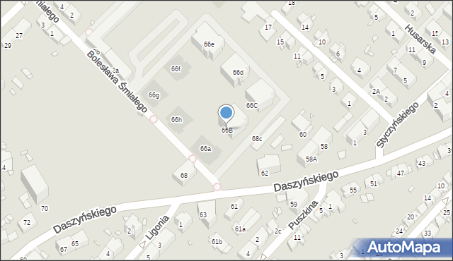 Gliwice, Daszyńskiego Ignacego, 66B, mapa Gliwic