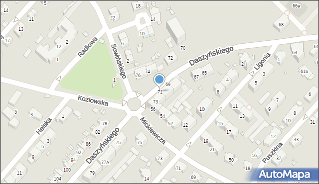 Gliwice, Daszyńskiego Ignacego, 71, mapa Gliwic