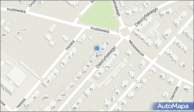 Gliwice, Daszyńskiego Ignacego, 86, mapa Gliwic
