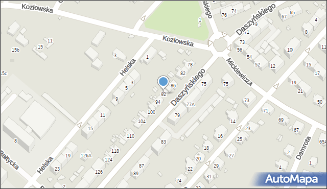 Gliwice, Daszyńskiego Ignacego, 92, mapa Gliwic