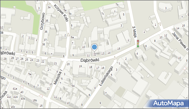 Gniezno, Dąbrówki, 12, mapa Gniezna