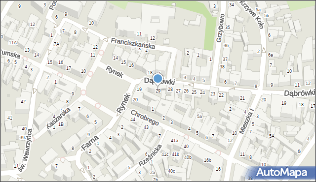 Gniezno, Dąbrówki, 29, mapa Gniezna