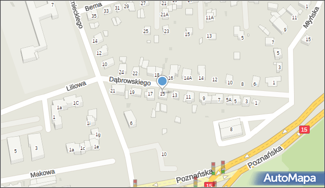 Gniezno, Dąbrowskiego Jarosława, gen., 15, mapa Gniezna