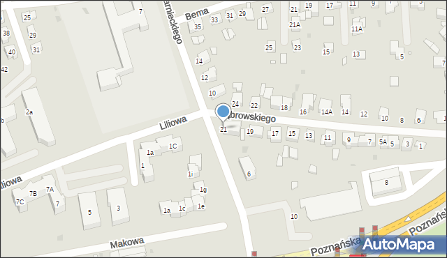 Gniezno, Dąbrowskiego Jarosława, gen., 21, mapa Gniezna