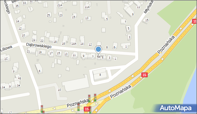 Gniezno, Dąbrowskiego Jarosława, gen., 5A, mapa Gniezna