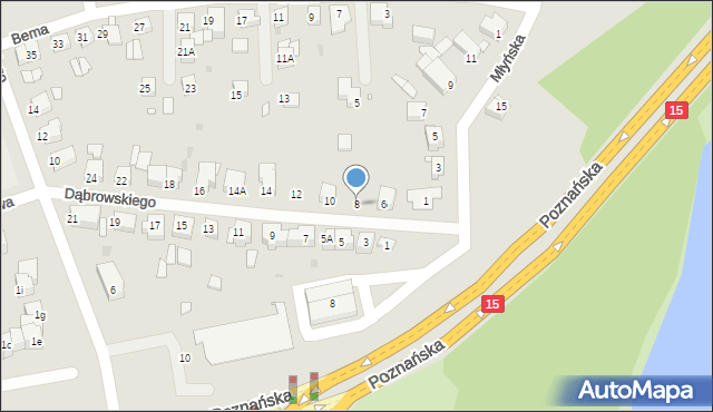 Gniezno, Dąbrowskiego Jarosława, gen., 8, mapa Gniezna