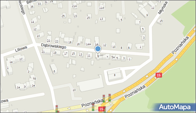 Gniezno, Dąbrowskiego Jarosława, gen., 9, mapa Gniezna