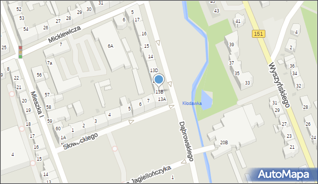 Gorzów Wielkopolski, Dąbrowskiego Jarosława, gen., 13B, mapa Gorzów Wielkopolski