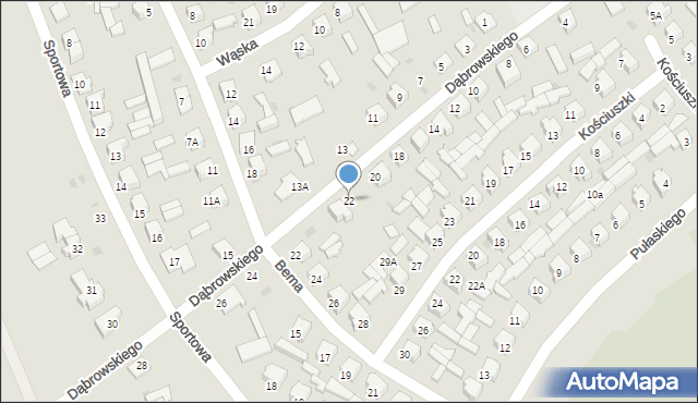 Grajewo, Dąbrowskiego, gen., 22, mapa Grajewo