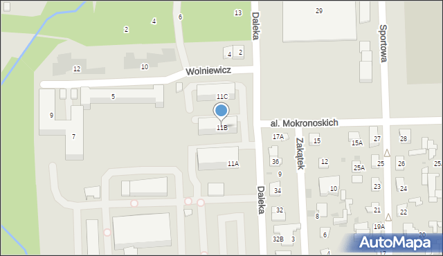 Grodzisk Mazowiecki, Daleka, 11B, mapa Grodzisk Mazowiecki