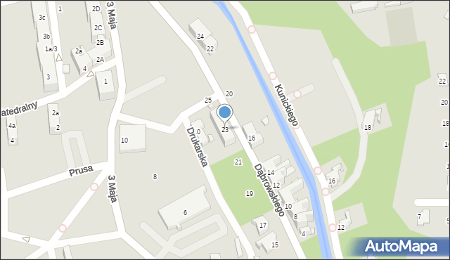 Gubin, Dąbrowskiego, gen., 23, mapa Gubin