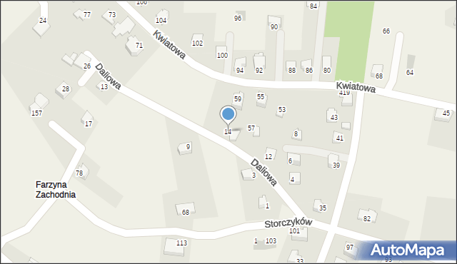 Jasienica, Daliowa, 14, mapa Jasienica