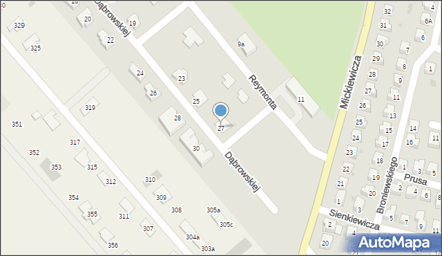 Jawor, Dąbrowskiej Marii, 27, mapa Jawor